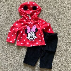 Disney Baby Minnie Red and White Polka Dot Fleece Outfit
